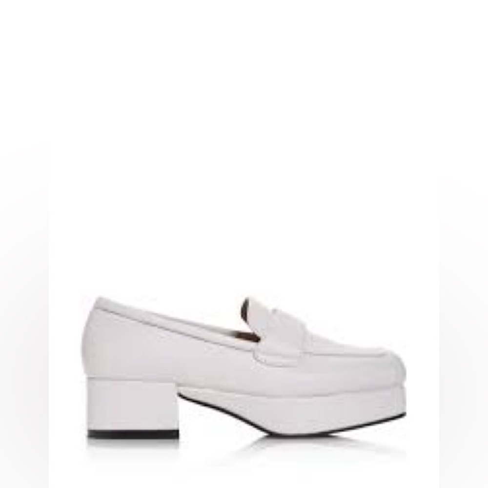 Jeffrey Campbell Student 90’s/Y2K Square-Toe Platform Loafers in Cream